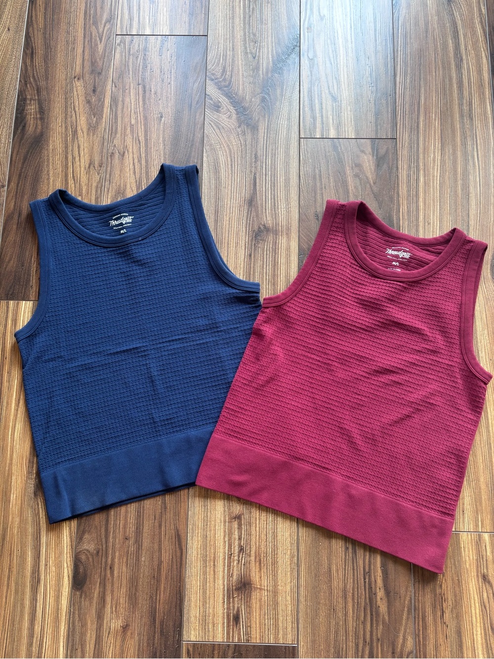 Threadgrit Women's Ribbed Tank Tops set of 2 - Navy & Wine